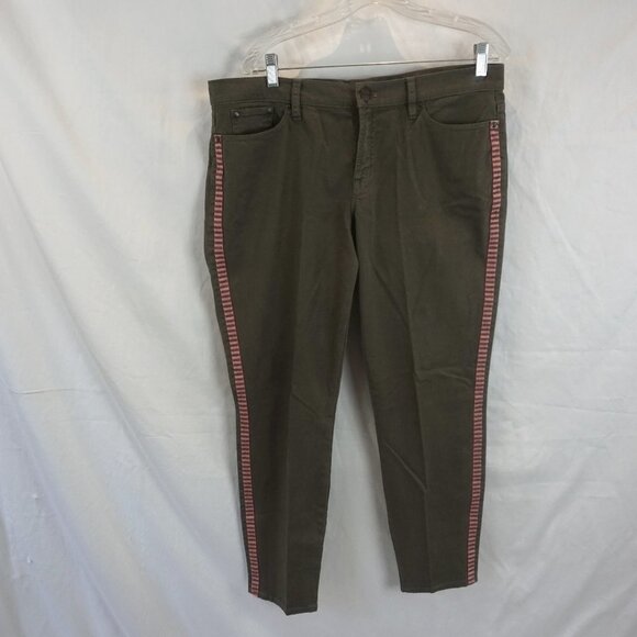 J CREW NWT Toothpick Olive Army Green Neutral Jean Tux Stripe Ankle Pants 32 - Picture 2 of 9